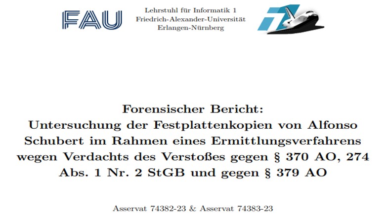 Deckblatt forenischer Bericht